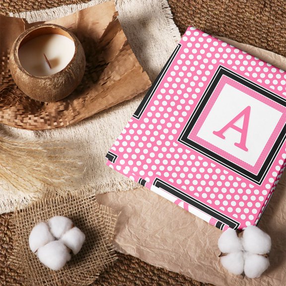 Erosebridal Pink Frame Letter A 100% Cotton Fabric by the Yard 1 Yard, Dotted Monogram Home Decor Fabric by the Yard