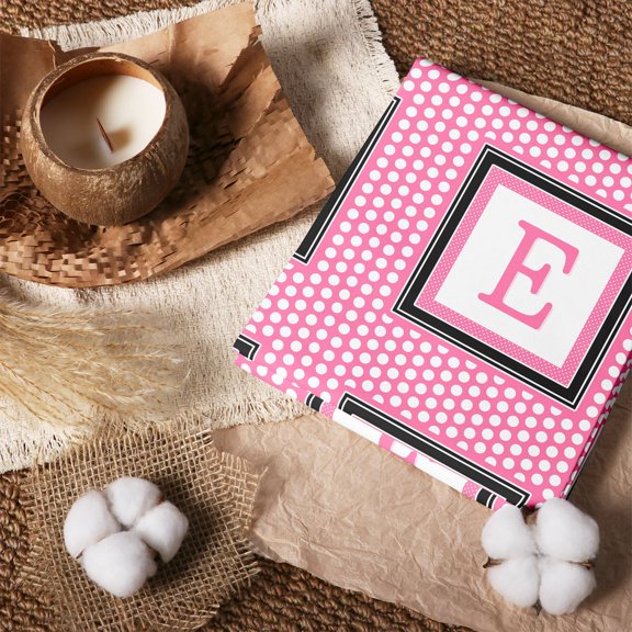 Erosebridal Pink Frame Letter E 100% Cotton Fabric by the Yard 1 Yard, Dotted Monogram Home Decor Fabric by the Yard