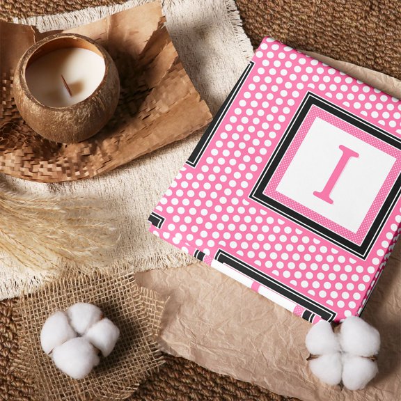 Erosebridal Pink Frame Letter I 100% Cotton Fabric by the Yard 1 Yard, Dotted Monogram Home Decor Fabric by the Yard