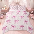 thumbnail image 1 of Erosebridal Pink Geometric Circle Print Full Size Comforter Sets For Kids,Girls Bowknot Gifts Bedding Sets For Bowtie Lover,Pink Reversible,3-Piece, 1 of 7
