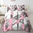 thumbnail image 1 of Erosebridal Pink Geometric Stripes Bedding Twin Size,Oil Painting Style Bed Set,Modern Desgin Bedding Sets Twin Size,Breathable Room Decor Reversible,7pcs, 1 of 6