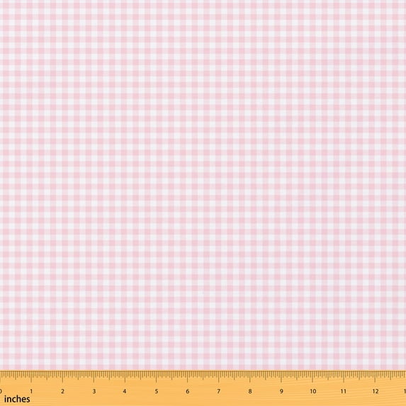 Erosebridal Pink Gingham Fabric by the Yard 3 Yards, Check Grid Pattern Room Decor Fabric by the Yard