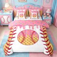 thumbnail image 1 of Erosebridal Pink Ice Cream Drip 7-Piece Bedding Comforter Set,Kids Ball Games King Bedding Sets For Baseball Lover,Reversible, 1 of 7