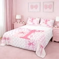 thumbnail image 1 of Erosebridal Pink Initial Letter T Kids Bed Sheets,Geometric Checkered Cute Bowtie King Sheets For Girls 4 Pieces, 1 of 6