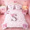thumbnail image 1 of Erosebridal Pink Leopard Letter S Initial Lettering 7 Pieces Bedding Comforter Set For Girls Kids,Lovely Bow Tie Full Bedding Set,Pink Reversible, 1 of 7