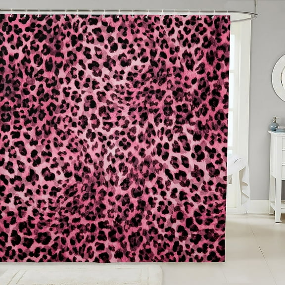 Erosebridal Pink Leopard Print Bathroom Curtain 72x78, Cheetah Shower Curtain 72x78, Wildlife Animal Bathroom Decor, Bath Curtain Bedroom Decoration, Waterproof
