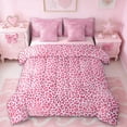 thumbnail image 1 of Erosebridal Pink Leopard Print Girls 7pcs Bedding Comforter Set,Chic Cheetah Pattern Queen Bedding Sets For Women Adults,Reversible Pink, 1 of 7