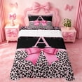 thumbnail image 1 of Erosebridal Pink Leopard Print Twin Sheet Sets,Chic Glitter Print A Alphabet Bedding For Kids Girls 3 Pieces, 1 of 6