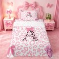 thumbnail image 1 of Erosebridal Pink Leopard Print Twin Sheet Sets For Girls,Letter A Initial Bedding 3pcs, 1 of 6