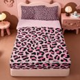 thumbnail image 1 of Erosebridal Pink Leopard Print Zipper Queen Comforter Set with Fitted Sheet and 2 Pillowcases,Wild Animals Cheetah Pattern Zipper Bedding Set For Girls,Pink Reversible,4pcs, 1 of 7