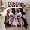 thumbnail image 1 of Erosebridal Pink Leopard Ribbon Bed Spread Queen for Boys Girls, Modern Cheetah Print Queen Coverlet Set, 3pcs, 1 of 7