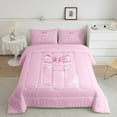 thumbnail image 1 of Erosebridal Pink Letter E Bedding Sets King with Comforter, Monogrammed A to Z Duvet Insert, Chic Bow Decor, Breathable 3 Pieces, 1 of 8