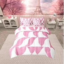Erosebridal Pink Minimalst Bedding Sets Twin Size,Abstract Geometric Comforter Sets with Sheets,Vintage Aesthetic Bed in a Bag Twin size,Microfiber Teenager Bedroom Decor,Reversible,7-Piece