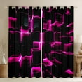 thumbnail image 1 of Erosebridal Pink Plaid Curtains Pack of 2 (52Wx63L),Futuristic Cubes 30%-50% Black Out Curtains,Curtains for Living Room,Buffalo Decoration, 1 of 6