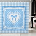 thumbnail image 1 of Erosebridal Pink Polka Dot Plaid Bow Shower Curtain 72Wx78L for Girls, Girly Checkered Heart Lace Waterproof Bath Curtain, 1 of 5