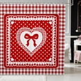 thumbnail image 1 of Erosebridal Pink Polka Dot Plaid Bow Shower Curtain 72Wx84L for Girls, Girly Checkered Heart Lace Waterproof Bathroom Shower Curtain, 1 of 5