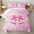 thumbnail image 1 of Erosebridal Pink Princess Bowknot Twin Quilt Set For Girls,3D Glitter Print Diamond Kids Twin Coverlet Set,2-Piece, 1 of 7