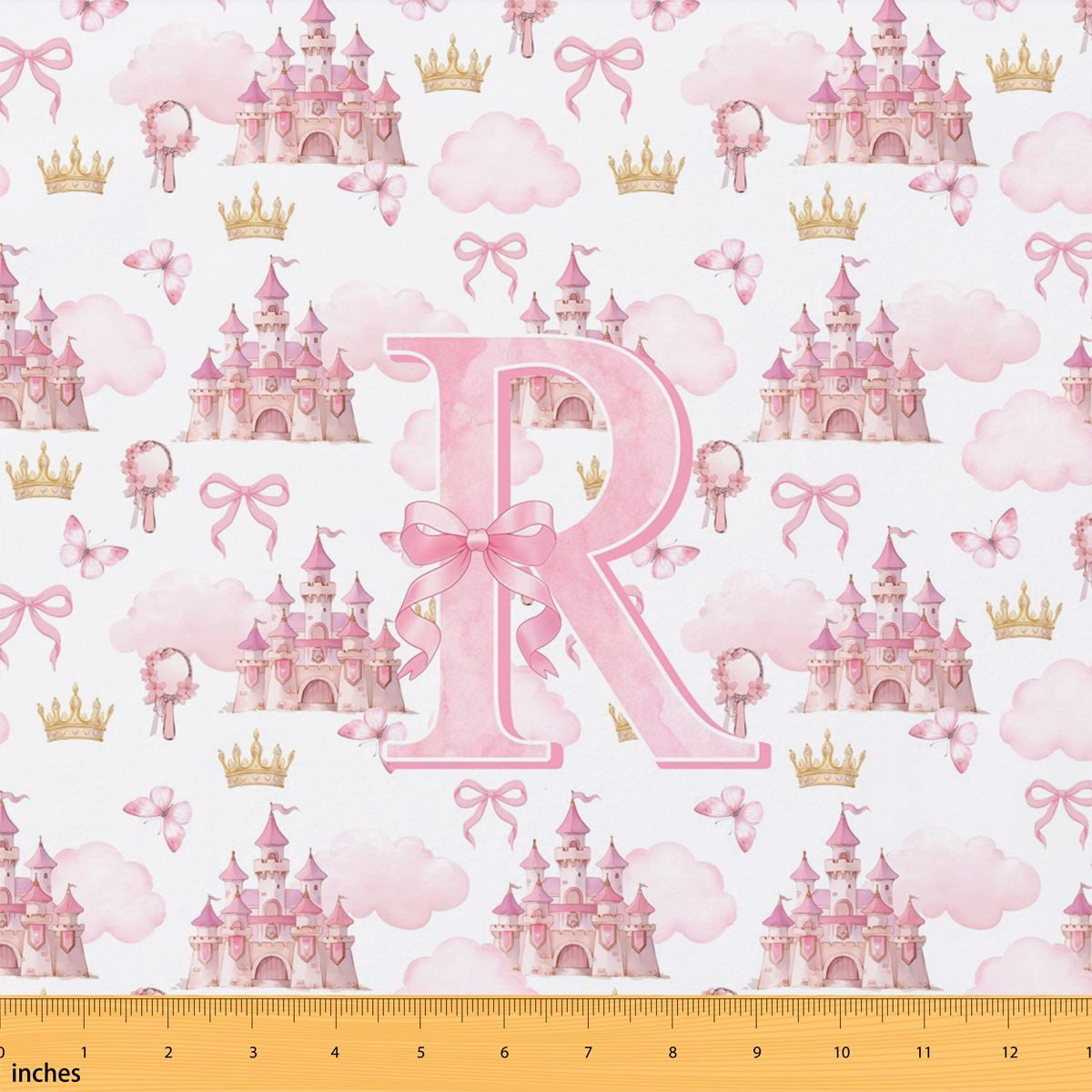 Erosebridal Pink Princess Castle Fabric by the Yard 2 Yards, Letter R ...