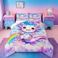 thumbnail image 1 of Erosebridal Pink Purple Axolotl Full Size Comforter Sets,Cartoon Rainbow Print Bedding Sets For Kids, Reversible 3-Piece, 1 of 7