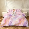 Erosebridal Pink Purple Stars Bedding,Modern Golden Marbling Wave Duvet ...