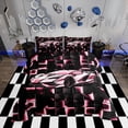 thumbnail image 1 of Erosebridal Pink Racing Car Bedding Sets Twin with Comforter, Neon Geometric Duvet Insert, Speed Sports Decor, Reversible, 1 of 7