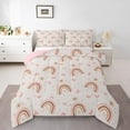 thumbnail image 1 of Erosebridal Pink Rainbow Bedding Sets Full with Comforter,Insert Butterfly Sun Duvet Insert,White Pink Stripes Comforter Sets Full Size,Ultra Soft Bedroom Decoration Reversible,3-Piece, 1 of 8