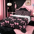 thumbnail image 1 of Erosebridal Pink Ribbon Bow Bed Sheets For Girls,Cute Stars Print Kids King Sheets 4-Piece, 1 of 6