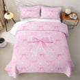 thumbnail image 1 of Erosebridal Pink Ribbon Bow Quilt Full For Girls,Cute Princess Bowknot Kids Full Bedspread Sets,3-Piece, 1 of 7