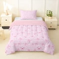thumbnail image 1 of Erosebridal Pink Ribbon Bow Twin Comforter Sets 3-Piece For Teens Girls,Kids Kawaii Stars Print Bedding Set,Pink Reversible, 1 of 6