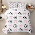 thumbnail image 1 of Erosebridal Pink Ribbon Bowknot Twin Quilt Set For Bow Girl,Cartoon Soccer Pattern Ball Sport Theme Twin Coverlet Set,2 Pieces, 1 of 7