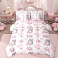 thumbnail image 1 of Erosebridal Pink Rose Flower Bedding Comforter Set 7pcs, Kawaii Cat Lover Queen Bedding Sets, 1 of 7
