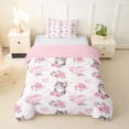 thumbnail image 1 of Erosebridal Pink Rose Flower Twin Bedding, Kawaii Cat Lover Duvet Cover Set, 2pcs, No Comforter, 1 of 5