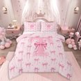 thumbnail image 1 of Erosebridal Pink T Personalized Initial Queen Comforter Set 3pcs For Girls Teens,Kawaii Ribbon Bow Knot Girl Bedding Comforter Set,Pink Reversible, 1 of 6