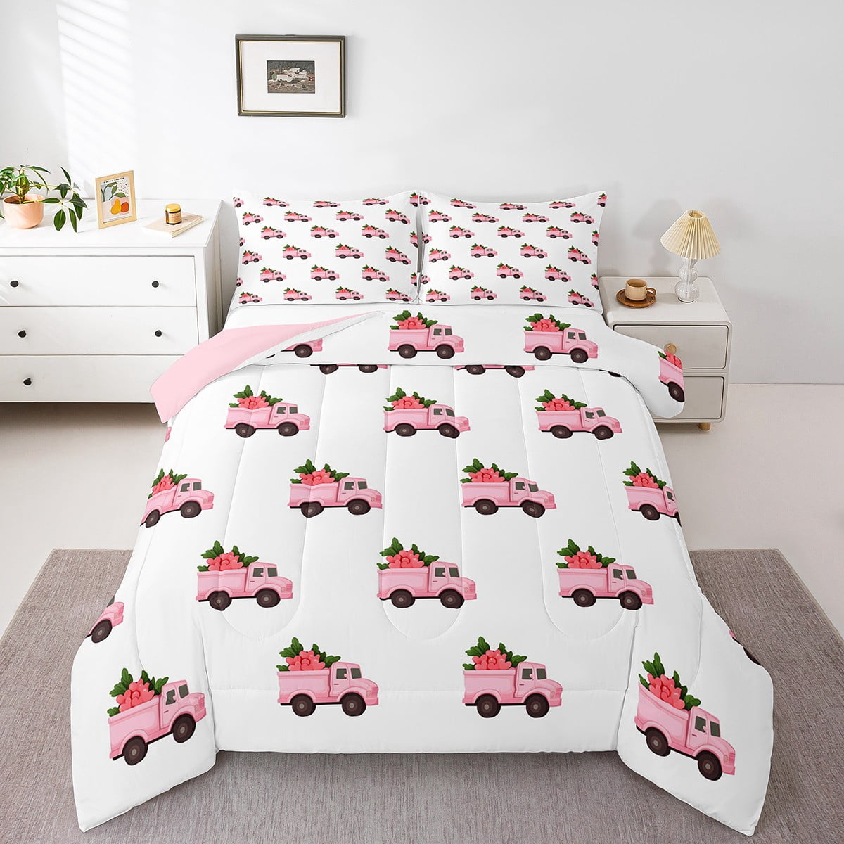 Erosebridal Pink Truck Bedding Sets King With Comforter For Girls erosebridal-pink-truck-bedding-sets-king-with-comforter-for-girls