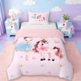 thumbnail image 1 of Erosebridal Pink Unicorn Animal Twin Bedding,Kawaii Ballet Girls Colorful Cute Loves Duvet Cover Set For Kids,Reversible Pink 2pcs,No Comforter, 1 of 6
