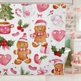 thumbnail image 1 of Manfei Pink Waterproof Shower Curtain 72Wx72L Holiday Bathroom Curtain, Red White, 1 of 5