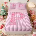 thumbnail image 1 of Manfei Pink Zipper Twin Comforter Sets with Fitted Sheet and 2 Pillowcases Monogram Zipper Bedding Set, Pink K, Pink Reversible, 1 of 7