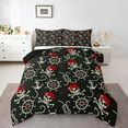 thumbnail image 1 of Erosebridal Pirate Skull Skeleton Comforter Sets Twin Size, Nautical Rudder Comforters & Duvets, Black Red, Reversible 2pcs, 1 of 8