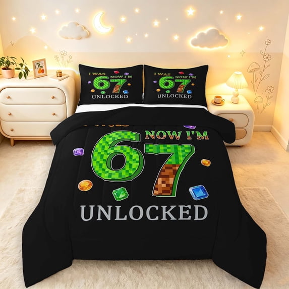 Erosebridal Pixel Cartoon Gamepad Queen Comforter Set,Number Pattern ...