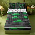 thumbnail image 1 of Erosebridal Pixel Check Print Zipper Queen Comforter Set with Fitted Sheet and 2 Pillowcases,Modern Geometric Game Zipper Bedding Set For Boys,Gamepad Reversible,4-Piece, 1 of 7