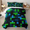 thumbnail image 1 of Erosebridal Pixel Miners Plaid Twin Quilt Set,Modern Geometric Print Twin Coverlet Set For Boys,2pcs, 1 of 7