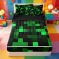 thumbnail image 1 of Erosebridal Pixel Plaid Zipper Twin Comforter Sets with Fitted Sheet and 2 Pillowcases,Teens Video Games Zipper Bedding Set For Boys,Black Reversible,4 Pieces, 1 of 7
