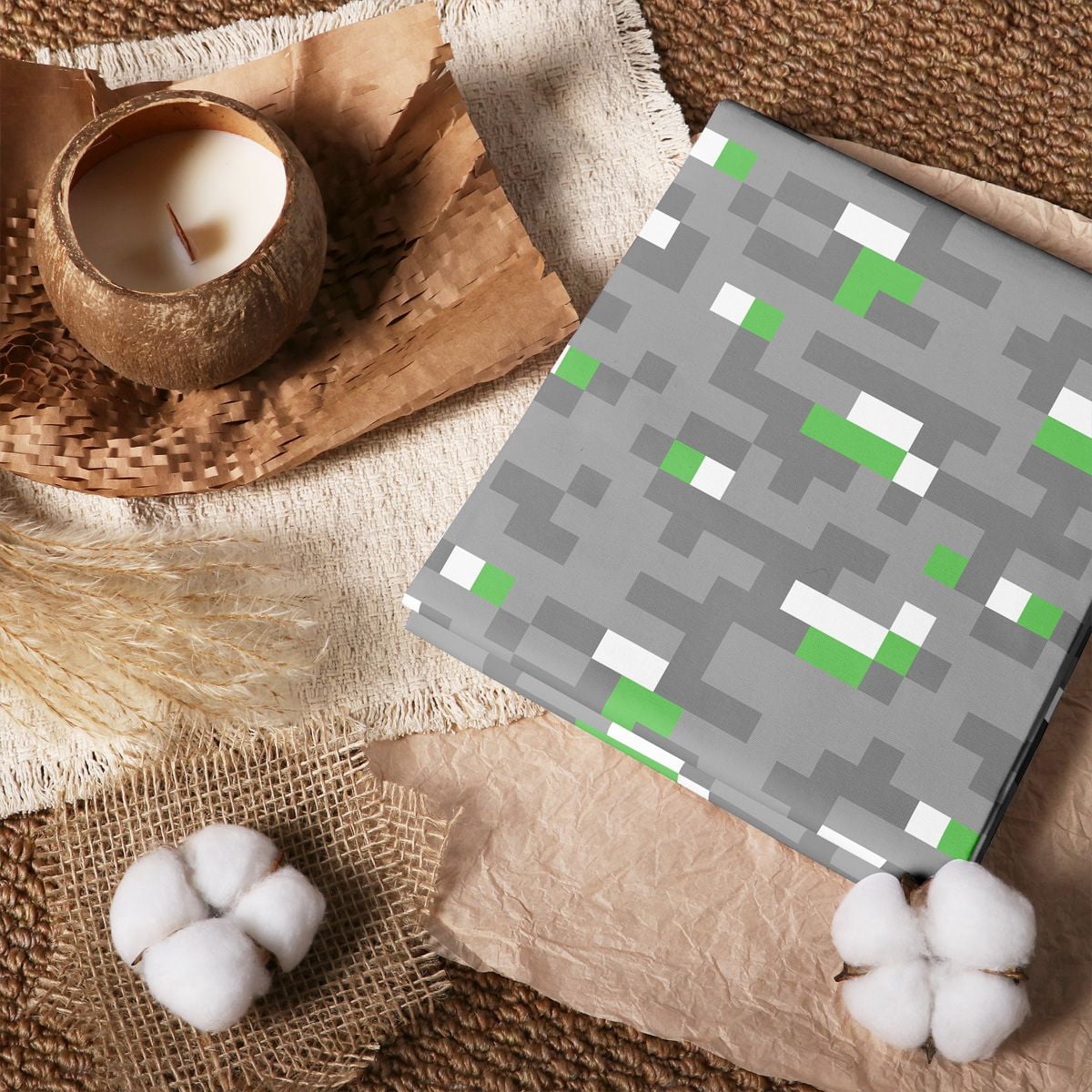 Erosebridal Pixel Stone Green 100% Cotton Fabric by the Yard 2 Yards ...