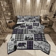 thumbnail image 1 of Erosebridal Plaid Bear Deer Comforter Set Rustic Cabin Bedding Set King Size Country Hunting Wildlife Bedding Comforter Sets Adults Women Woodland Animal Quilt Set Purple Black Grey, 1 of 6