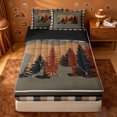 thumbnail image 1 of Erosebridal Plaid Bear Silhouette Zipper Twin Comforter Sets with Fitted Sheet and 2 Pillowcases,Pine Tree Wood Grain Zipper Bedding Set For Boys,Black Reversible,4 Pieces, 1 of 7