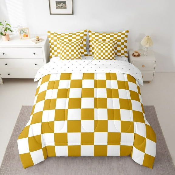 Erosebridal Plaid Buffalo Bedding Sets Twin Size, Checkered Comforter Sets with Sheets, Rectangle Room Decor, Reversible 7 Pieces