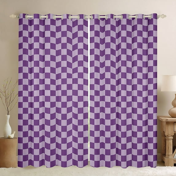 Erosebridal Plaid Checkered Curtains and Drapes (52x84), Farmhouse Gingham 30%-50% Blackout Curtains for Bedroom, Vintage Room decor