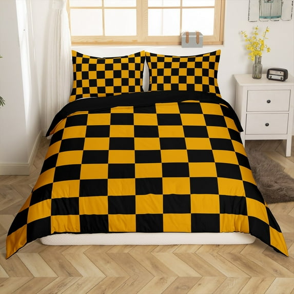 Erosebridal Plaid Checkered Duvet Cover King, Farmhouse Gingham Comforter Cover King, Vintage Room decor, Reversible 3pcs