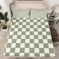 thumbnail image 1 of Erosebridal Plaid Fitted Sheet Queen Beige Sage Green Checkerboard Bedding Geometric Checkered Bed Sheets,Aesthetic Grid Fitted Sheets Modern Room Decor 3 Pcs(No Top Sheet), 1 of 5