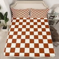 thumbnail image 1 of Erosebridal Plaid Fitted Sheet Twin Beige Caramel Brown Checkerboard Bedding Geometric Checkered Bed Sheets,Aesthetic Grid Fitted Sheets Modern Room Decor 2 Pcs(No Top Sheet), 1 of 5
